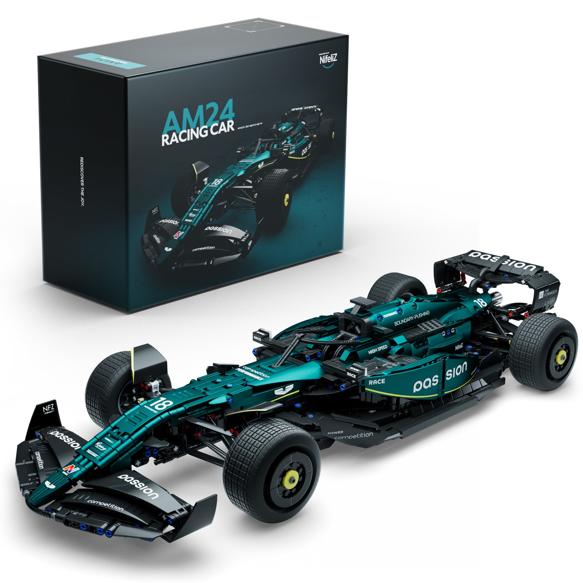Nifeliz AM24 F1 Technical Racing Sport Car Model Building Block Kit Ideal Toys Christmas Gifts for Kids 3141 Piece DIY 1:8 Scale